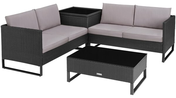 Tectake 404300 garden rattan furniture set ostuni - black
