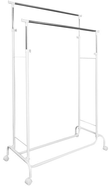Tectake 400839 clothes rack on wheels with 2 extendable rails - white