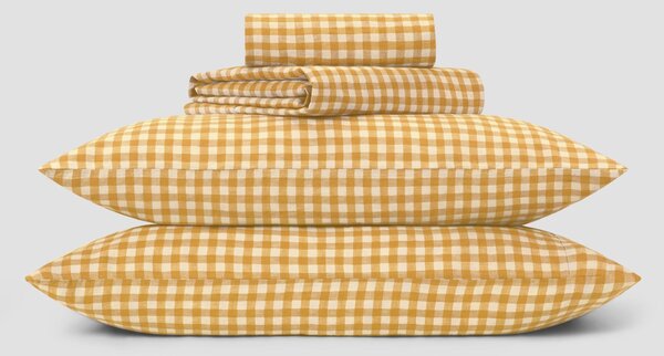 Honey Gingham Linen Blend Sheet Set | Single | Piglet in Bed