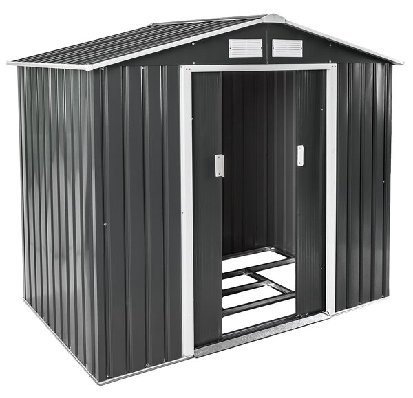 Tectake 402568 shed with saddle roof - grey