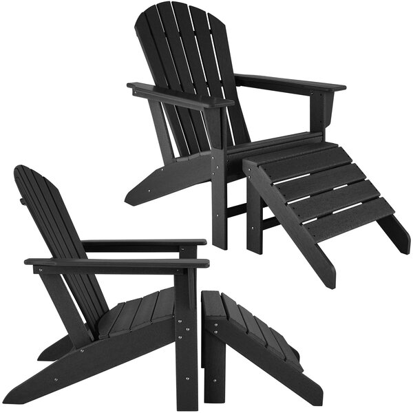 Tectake 403806 set of 2 garden chair janis with footstool joplin - black
