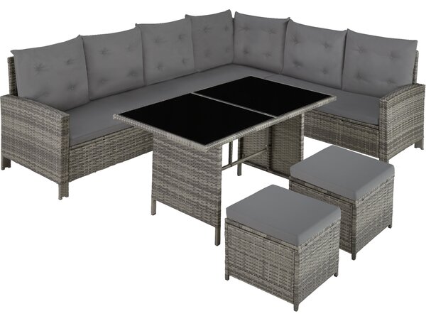 Tectake 403878 barletta rattan garden furniture set - grey/beige