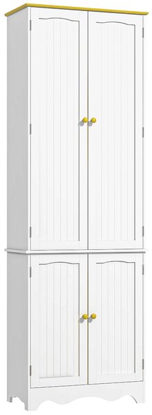 HOMCOM Freestanding 4-Door Kitchen Cupboard, Storage Cabinet Organizer with 4 Shelves,White