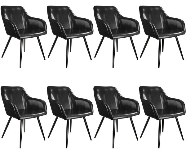 Tectake 404109 8 marilyn faux leather chairs - black