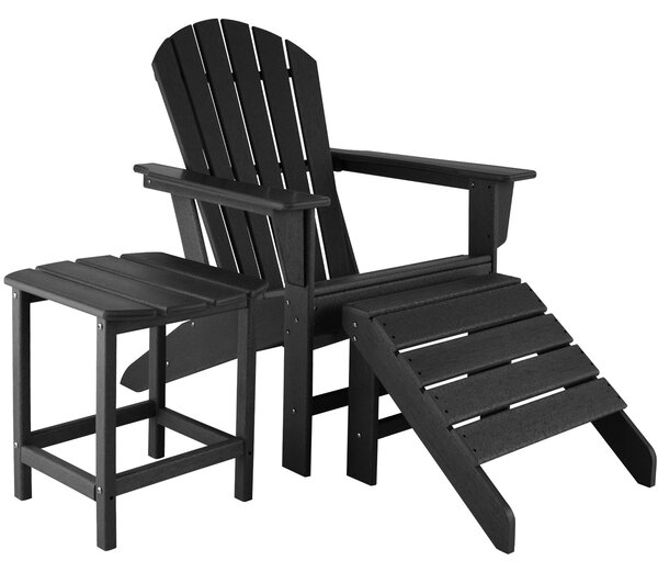 Tectake 404163 garden chair with footrest and weatherproof side table - black