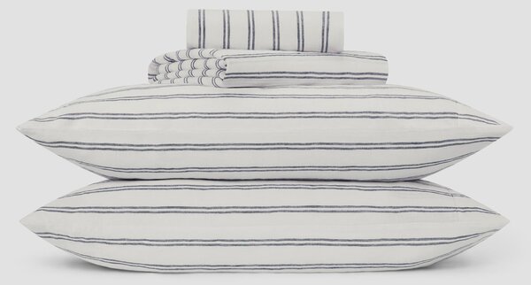 Ivory Kemptown Stripe Linen Blend Sheet Set | Super King | Piglet in Bed