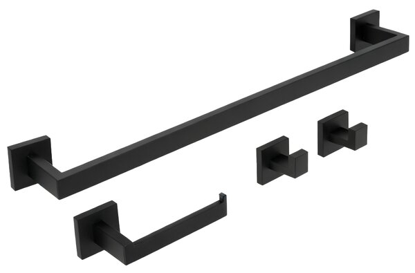 Bathroom Accessories Set Rio Black 4 Pieces