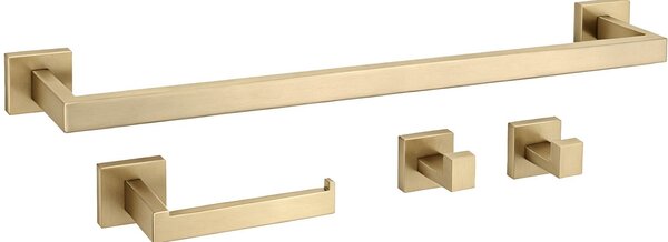 Bathroom Accessories Set Rio Brush Gold 4 Pieces