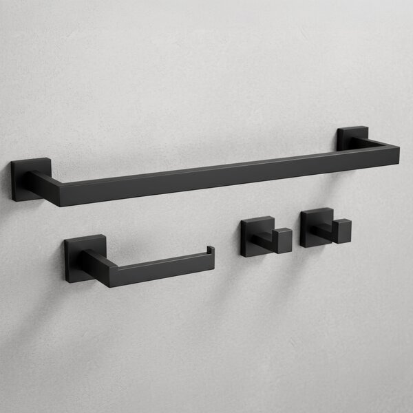 Bathroom Accessories Set Rio Black 4 Pieces