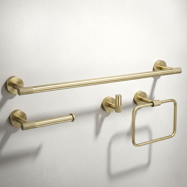 Bathroom Accessories Set GRID Brush Gold 4 Pieces