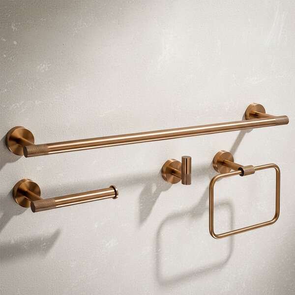Bathroom Accessories Set GRID Brush Copper 4 Pieces