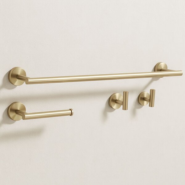 Bathroom Accessories Set Ari Brush Gold 4 Pieces