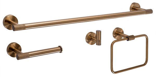 Bathroom Accessories Set GRID Brush Copper 4 Pieces