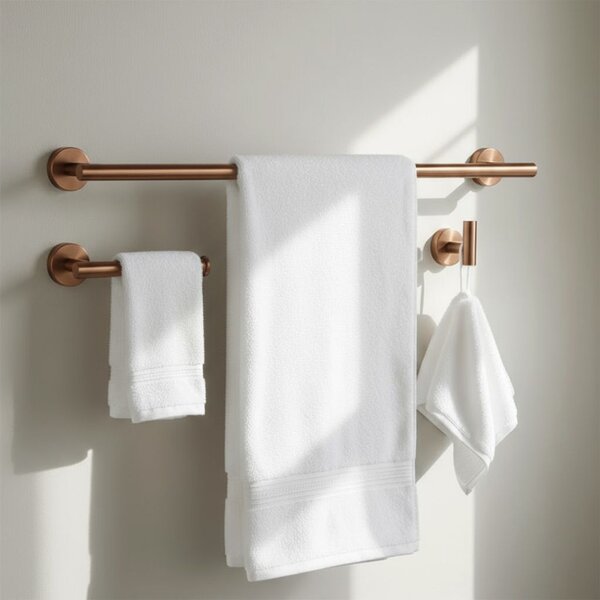 Bathroom Accessories Set Ari Brush Copper 4 Pieces