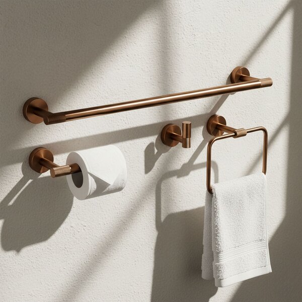 Bathroom Accessories Set GRID Brush Copper 4 Pieces