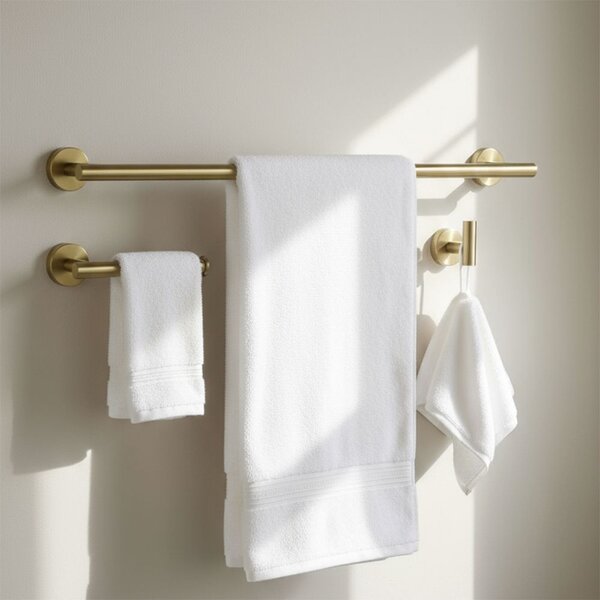 Bathroom Accessories Set Ari Brush Gold 4 Pieces