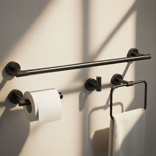 Bathroom Accessories Set GRID Black 4 Pieces