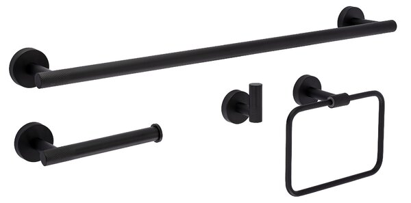 Bathroom Accessories Set GRID Black 4 Pieces