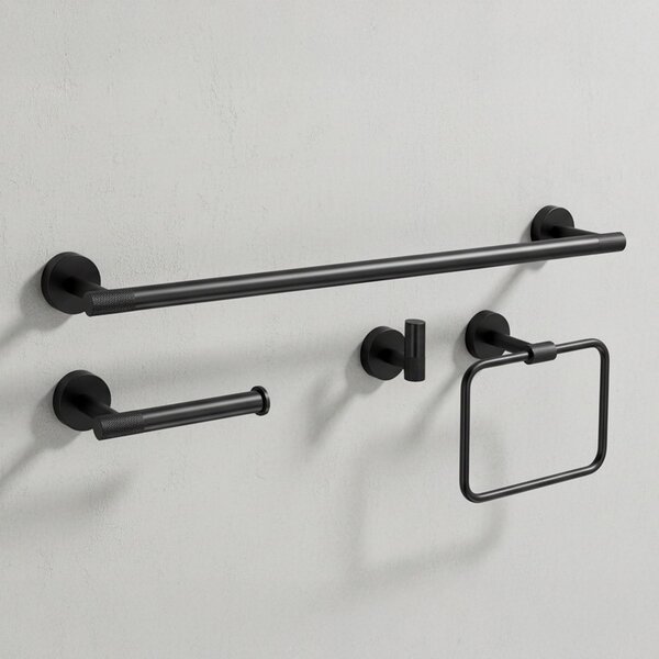 Bathroom Accessories Set GRID Black 4 Pieces