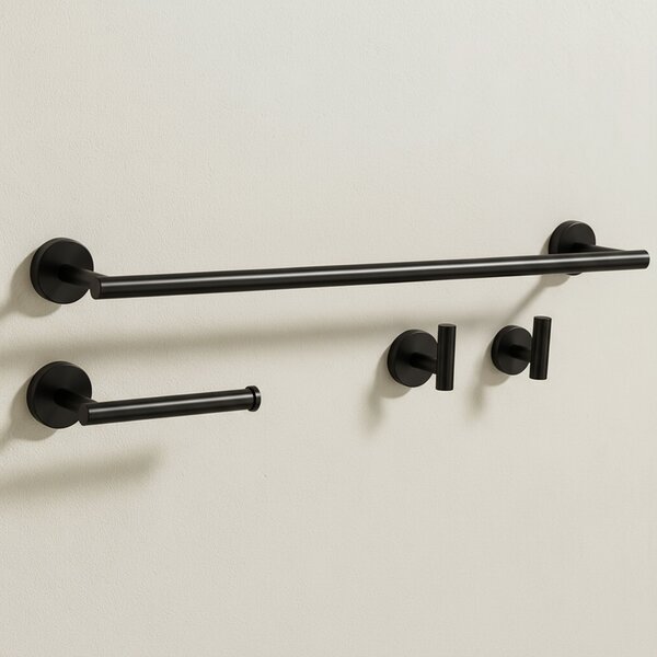 Bathroom Accessories Set Ari Black 4 Pieces