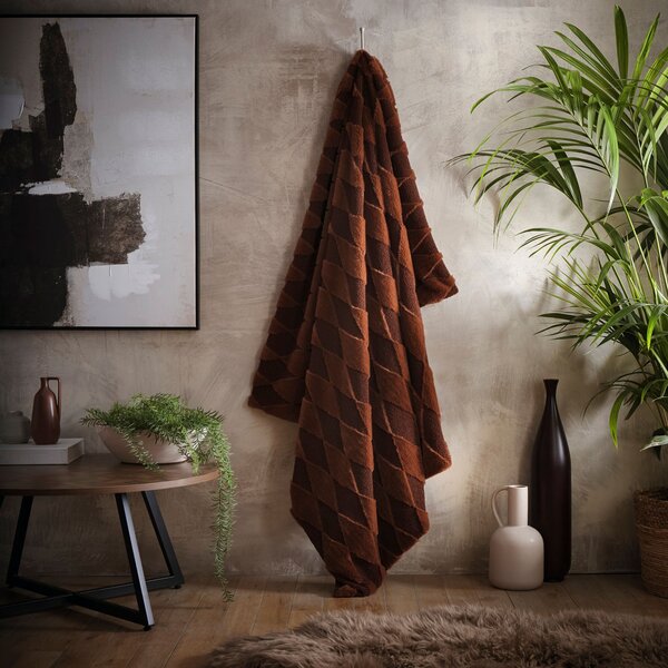 Appletree Cosy Diamond Fleece 150cmx200cm Throw Chocolate