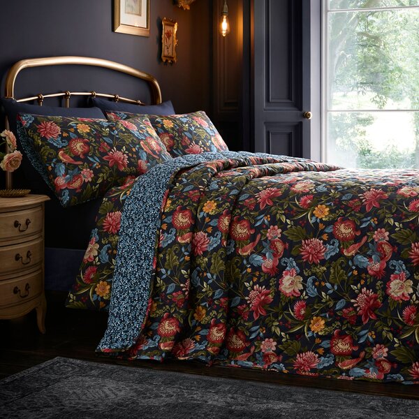 Dreams and Drapes Bejewelled 200cmx230cm Bedspread Set Navy