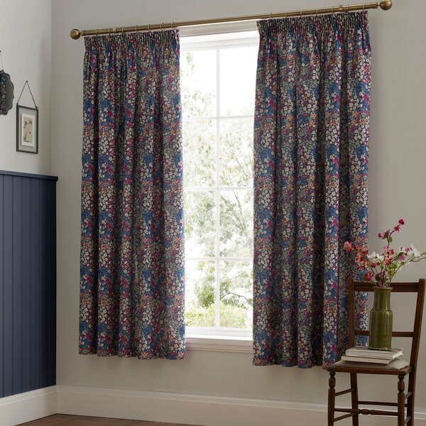 Dreams and Drapes Bessie Ready Made Pencil Pleat Curtains 66 x 72 Navy