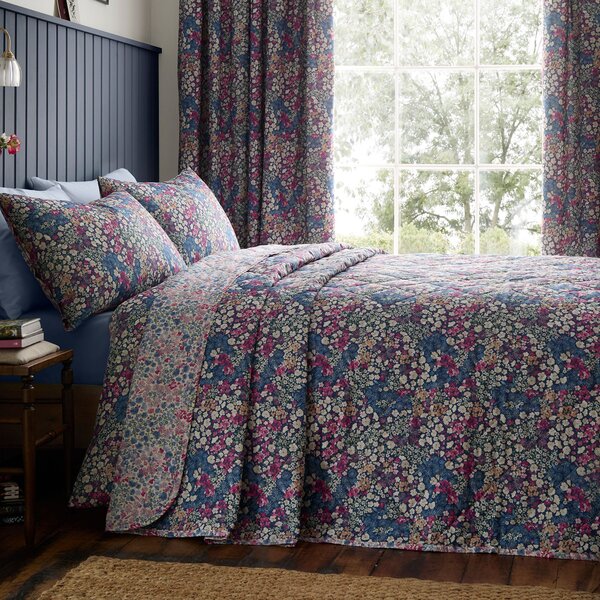 Dreams and Drapes Bessie 200cmx230cm Bedspread Set Navy