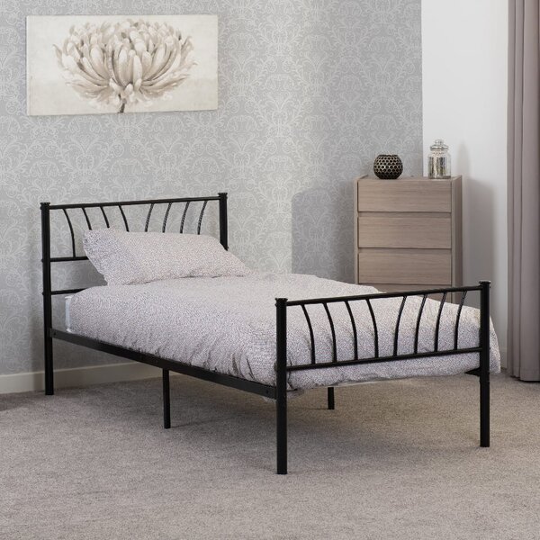Hallandale Metal Single Bed In Black