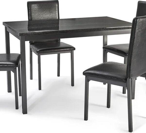 Ruston Small Gloss Dining Table In Charcoal Black Marble Effect