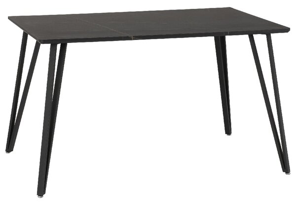 Mequon Wooden Rectangular Dining Table In Black Marble Effect