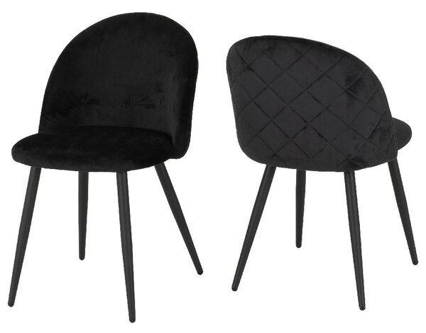 Mequon Black Velvet Dining Chairs In Pair