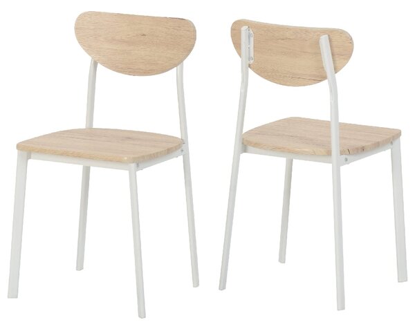 Rexford Light Oak Wooden Dining Chairs With White Frame In Pair