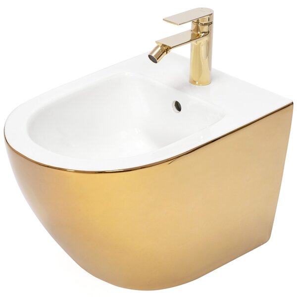 Set Toilet bowl WC CARLO Flat + Bidet CARLO MINI GOLD/WHITE