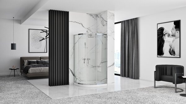 Shower enclosure REA Look Chrome 90x90 + Shower tray Look White