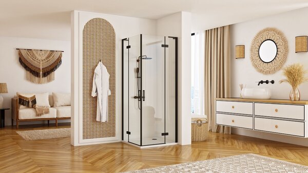 Shower enclosure REA Hugo Double Black 80x100