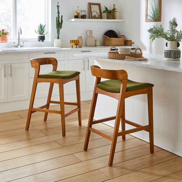 Melia Counter Height Barstool, Olive Velvet