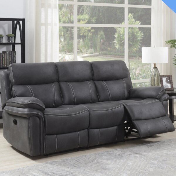 Rasalas Fabric Electric Recliner 3 Seater Sofa - Charcoal