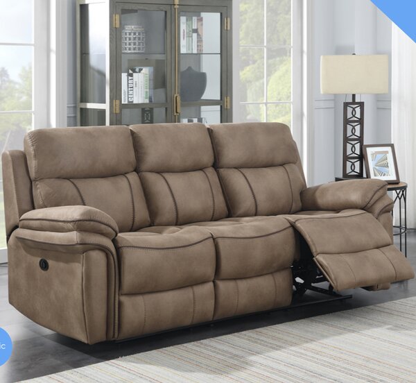 Rasalas Fabric Electric Recliner 3 Seater Sofa - Sahara