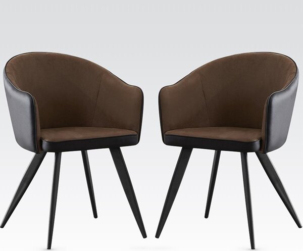 Sevilla PU Leather Dining Chairs In Pair - Brown