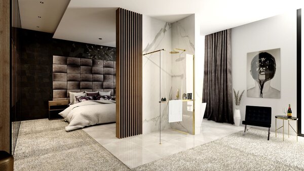 Shower screen Rea Aero Gold N 90 Walk In + EVO
