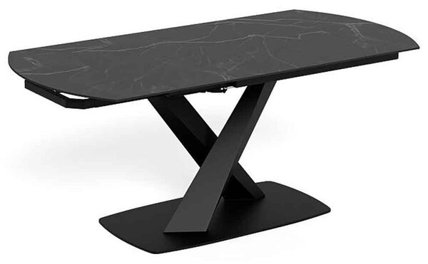 Marina Small Ceramic Extending Dining Table With Steel Base - Perla Black