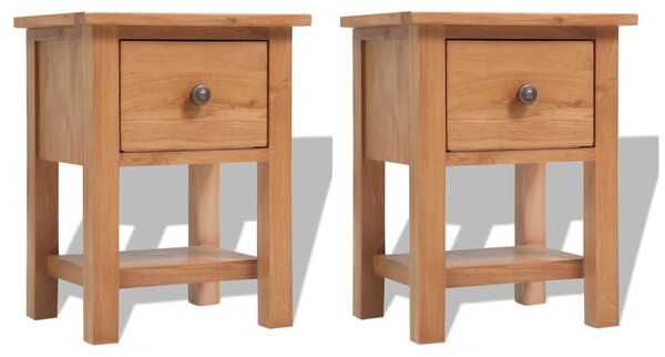 Nightstands 2 pcs 36x30x47 cm Solid Oak Wood