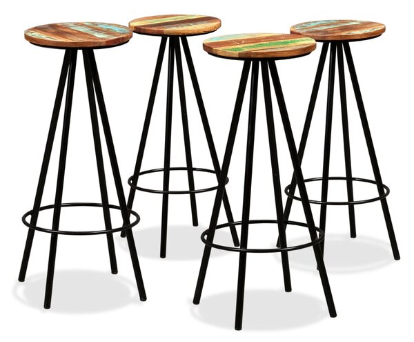 Bar Stools 4 pcs Solid Reclaimed Wood