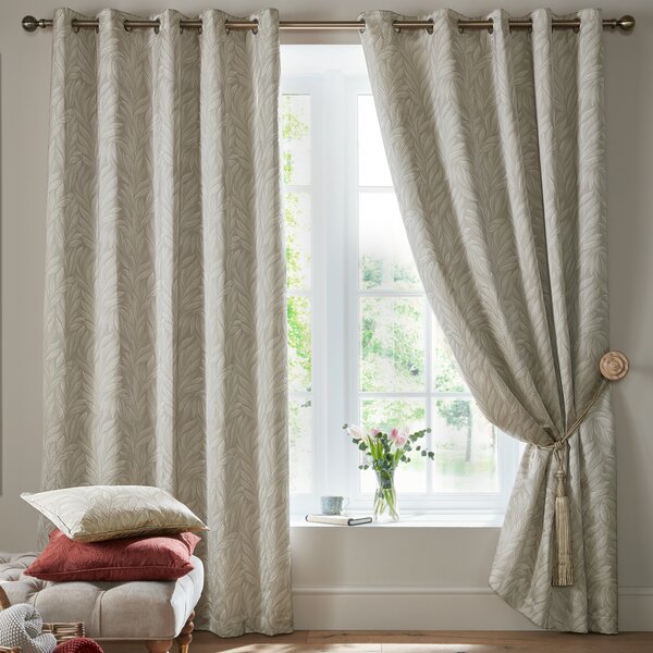 Laura Ashley Coulderton Ready Made Eyelet Curtains Natural