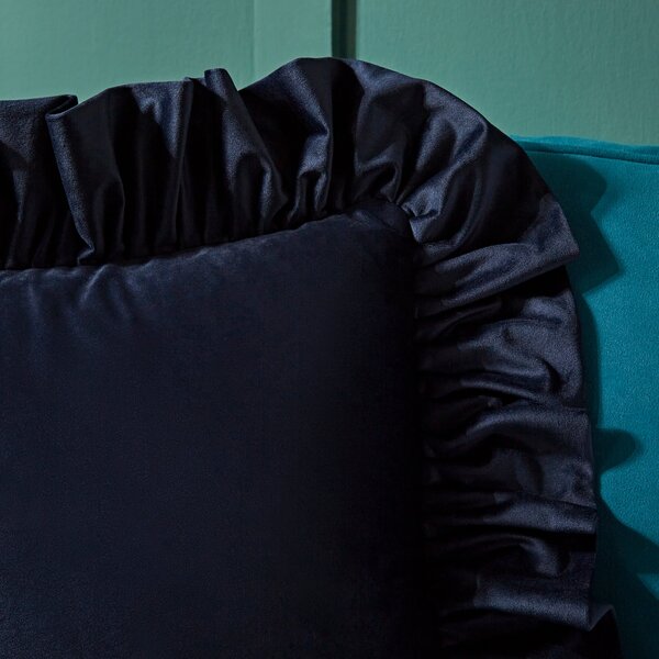 Recycled Velour Oversized Frill Square Cushion