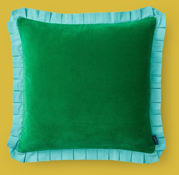 Sophie Robinson Velvet Box Pleat Cotton Square Cushion