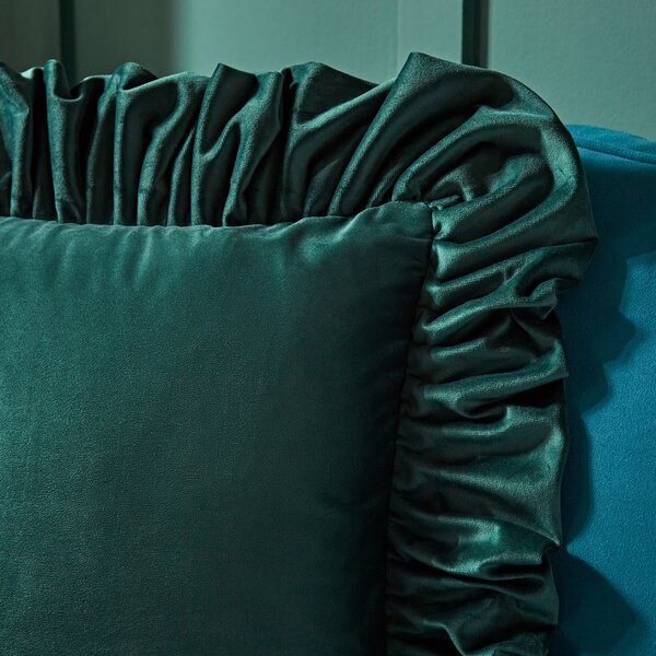 Recycled Velour Oversized Frill Square Cushion