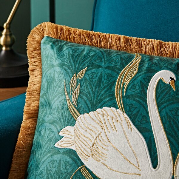 Embriodered Swan Cushion