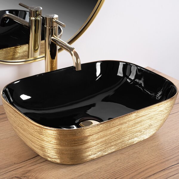 Countertop washbasin Rea Belinda BLACK BRUSH GOLD